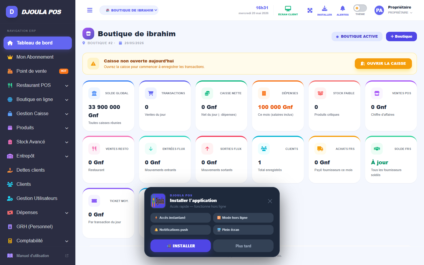 SYSTEME DE GESTION ERP DJOULA